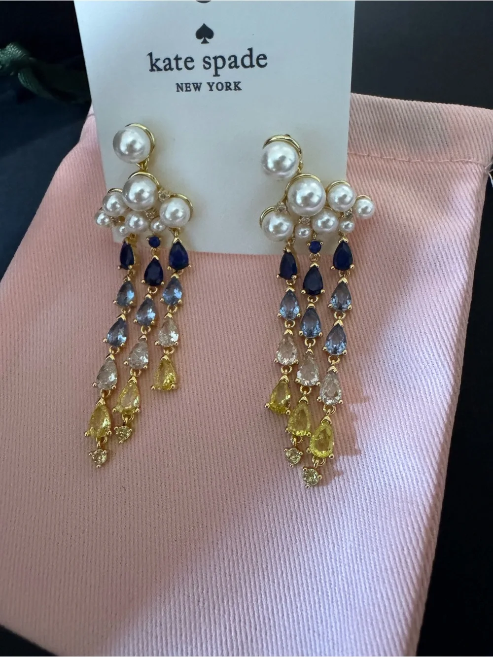 kate spade Pearl & Multi-Color Teardrop Cascade Earrings